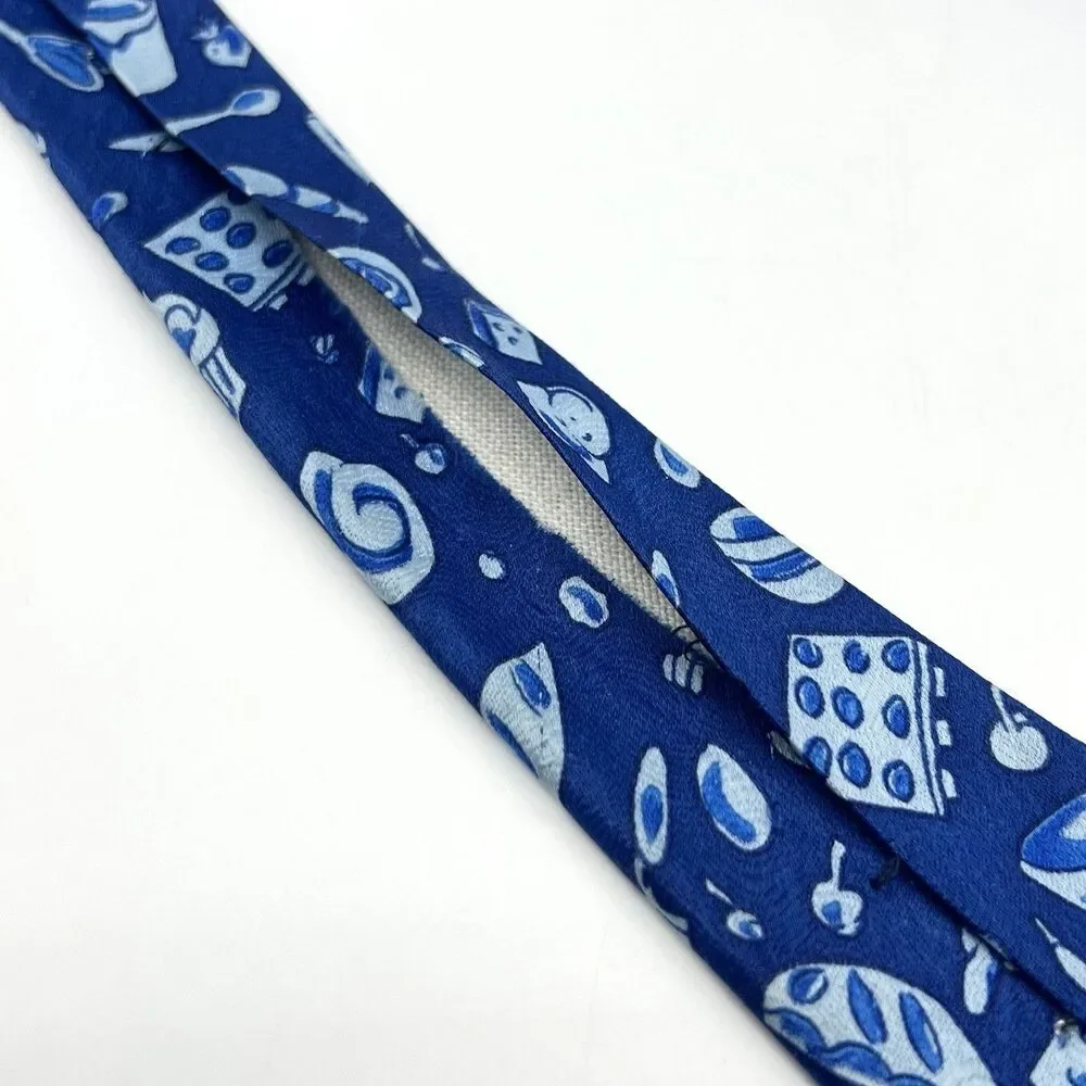 VTG Pillsbury Doughboy Cookin’ Neck Tie Blue AOP 1998 Ralph Marlin Baker Chef